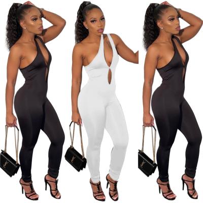 China Custom Logo Summer Bodycon Casual 2021 Women QUICK DRY Plus Size Fitness Yoga Wear One Shoulder Black White Overalls for sale