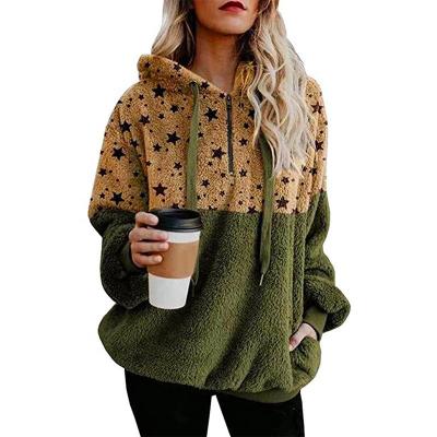 China 2021 Autumn And Winter Europe And America Women's Pullover Star Plush Quilting Anti-wrinkle Hoodie for sale