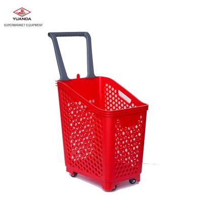 中国 1) Supermarket 2)stores factory direct wholesale plastic shopping cart, huge supermarket has four wheel trolley shopping baskets 販売のため