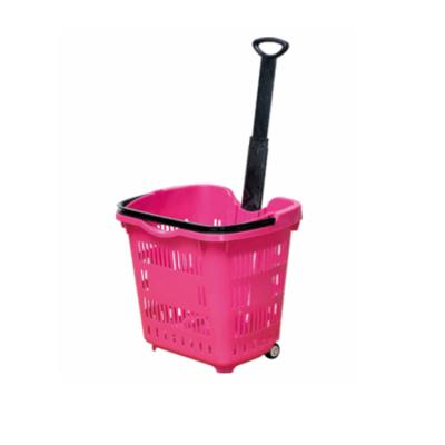 中国 High Quality Eco - Friendly Rolling Basket Supermarket Shopping Baskets With Wheels 販売のため