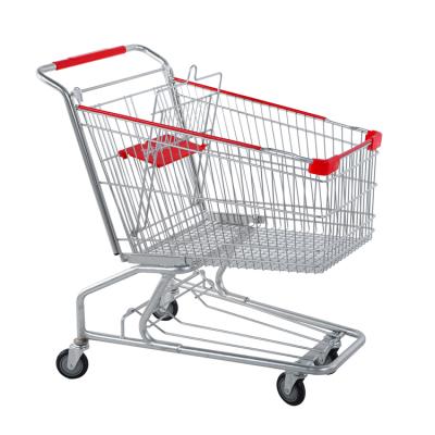 China Durable American Style Supermarket Shopping Trolley Cart Metal Surface With Customized Logo for sale