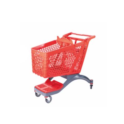 China Durable High Quality Plastic Supermarket Shopping Cart Rolling Push Shopping Trolley for sale