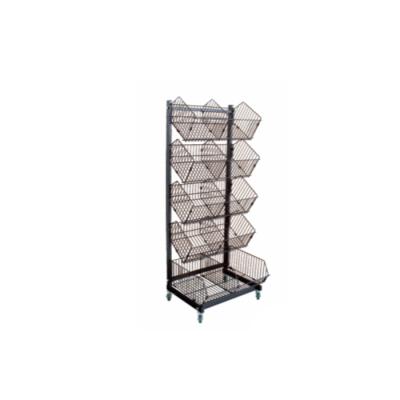 China Double Sided 5 Tiers Floor Metal Wire Display Rack For Store Supermarket Pushing Sale zu verkaufen