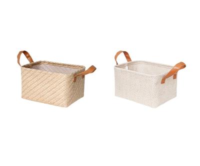 China Factory direct supply home border source of simple woven foldable art canvas storage basket for sale