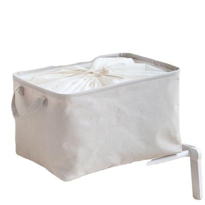 China Cloth Mouth Binding Solid Color Collapsible Storage Basket Home Canvas Storage Box for sale