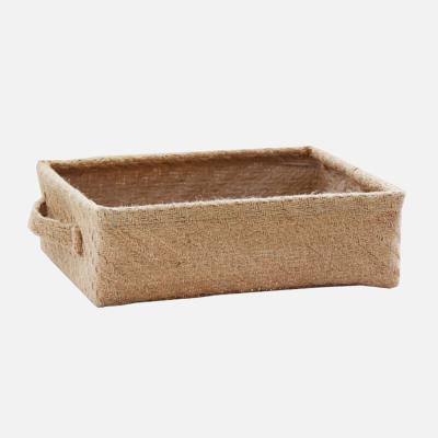 China Storage Home Maker Jute Fabric Storage Basket Simple Shallow Mouth Woven Desktop Storage Box for sale