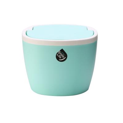 China Mini Viable Cover Open Top Desktop Trash Can Press Bin With Spring Cover Tabletop Garbage Bin for sale