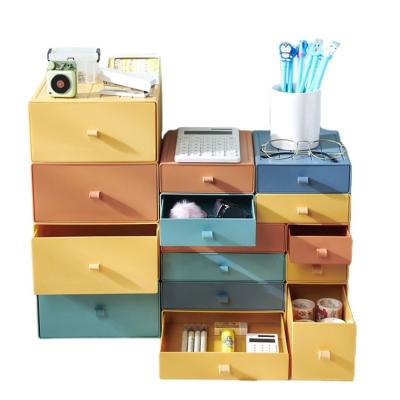 China Modern Colorful Desk Organizer Drawer Desk Accessories Storage Box Makeup Plastic Storage Container Stackable Bathroom Storage for sale