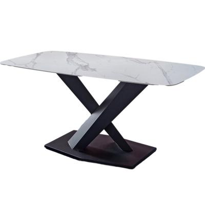 China Postmodern Dining Table And Chair Italian Light Luxury Minimalist Slate Foldable Nordic Marble Dining Table And Chairs Household for sale