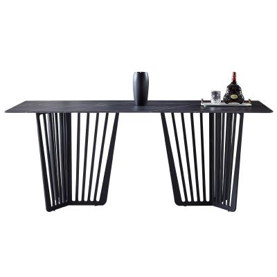 China Foldable Italian minimalist imported slate dining table and chair combination rectangular marble home dining table for sale