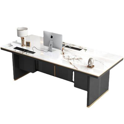 China Italian foldable light luxury modern luxury foldable office desk modern style slate home office study desk large desk boss table for sale