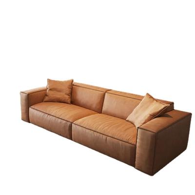 China Other Italian Minimalist Three-Seat Living Room Sofa Tofu Block Sofa Leather Modern Minimalist Leather Fabric Tech Sofa for sale