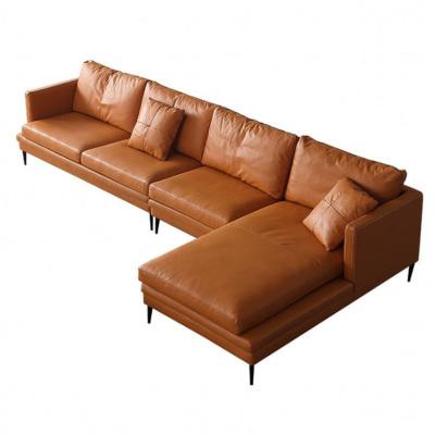 China Foldable Italian Minimalist Leather Sofa Living Room First Floor Art Leather Sofa for sale