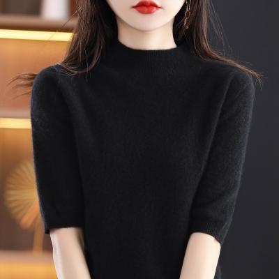 China Wholesale Casual Super Soft Fine Gauge Casual O-Neck Women Ladies White Cashmere Knitted Sweater for sale