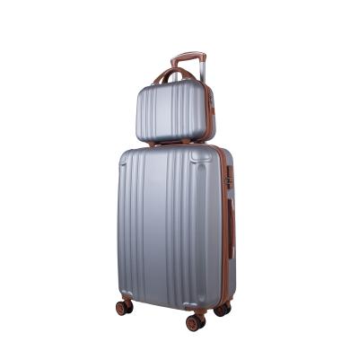 China Shell Trolley Luggage 2 Piece Hard Carry On Luggage Set Rolling Rolled Spinner Travel ABS Expandable Lightweight Suitcase Gray for sale