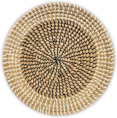 China Hand Made Environmentally Friendly Natural Vegetable Plankton Woven Wall Hanging Basket With Ring Handmade Wheatgrass Decorative Hanging Basket for sale