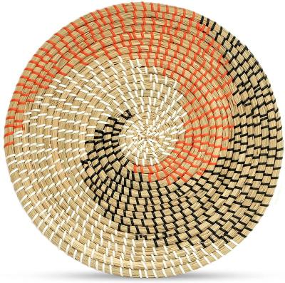 China Home Tray Interior Design Natural Seaweed Handcrafted Woven Wall Hanging Round Decorative Tray Can Be Customized In Various Sizes for sale