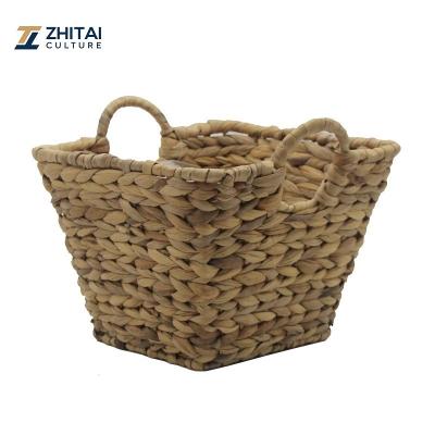 China Wholesale Custom Hand Woven Rattan Storage Laundry Basket Water Hyacinth Onion Fruit Vegetable and Fruit Basket for sale