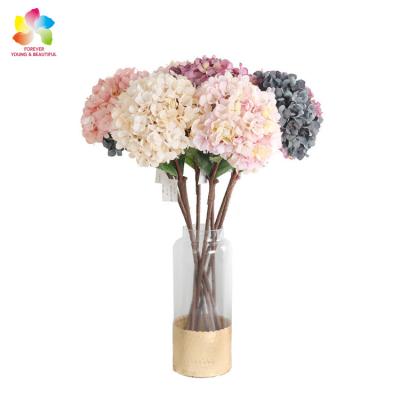 China Real touch hot sale cheap real touch to wedding home decoration stem vintage color artificial flower plastic silk hydrangea for sale