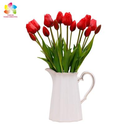 China Wedding Plastic Colorful PU Tulip Artificial Flower For Wedding Home Mother's Day Decoration for sale