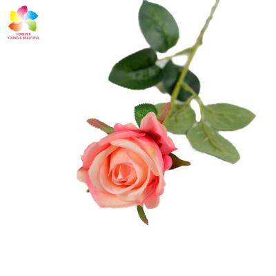 China PVC Fashion Autumn Roses Wedding Blush Pink Flowers Foreign Trade Dusty Pink Artificial Single Rose for sale