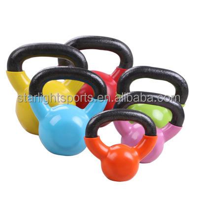 China Universal Cheap Wholesale Gym Fitness China Cast Iron Pink Vinyl Kettlebells Custom Colored Pink for sale