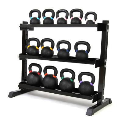 China Indoor 3 Pairs Factory Wholesale Gym Equipment Black Metal Weights Competition Dumbell/Kettlebell Rack Sport Customized for sale