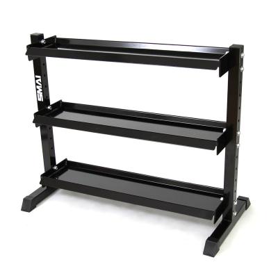 China Durable Factory Wholesale Standard Wholesale Equipment Storage Three Tier Dumbbell Rack Kettlebell 3 Row Dumbbell Rack for sale