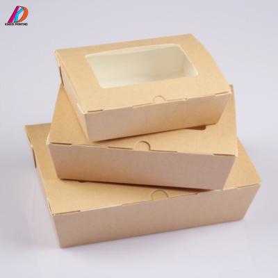 China Recycled Materials Biodegradable Custom Kraft Paper Take Away Fast Food Box With Clear Window for sale