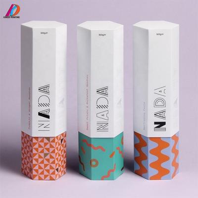 China Recyclable Food Grade Custom Printed Hexagon Shaped Paper Box Package for sale