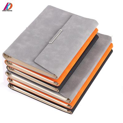 China PU Material Recycled Leather Organizer Agenda Ring Binder Notebook With Card Holder for sale