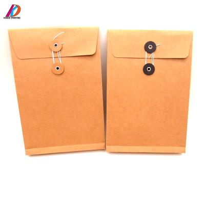 China Custom Business Envelope Brown Kraft Paper Corporate Document Envelope With Button And String for sale