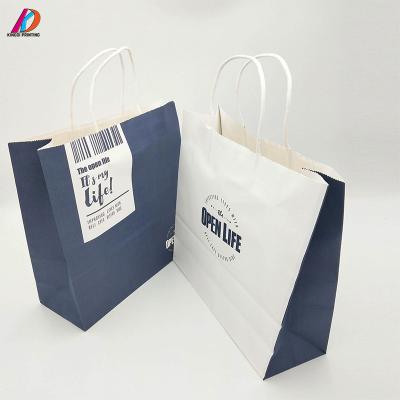 China Recyclable Take Away White Craft Paper Bag Packaging With Paper Handle 100% Biodegradable for sale