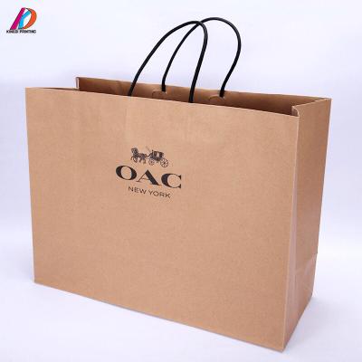 China Manufacturer Customized Logo Rigid Brown Kraft Paper Recyclable Bag With Handle for sale