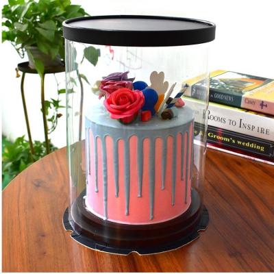 China Recycled Materials Custom High Quality Birthday Cake Box Transparent Gift PET 12 Inch Cake Packaging PVC Plastic Clear Boxes for sale