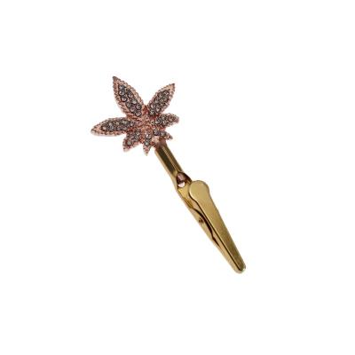 China Roach Clip Or Herb Clip KushKrush Plant Outlet Maple Leaf Shaped Rhinestones Bling ATM Debit Card Grabber for sale