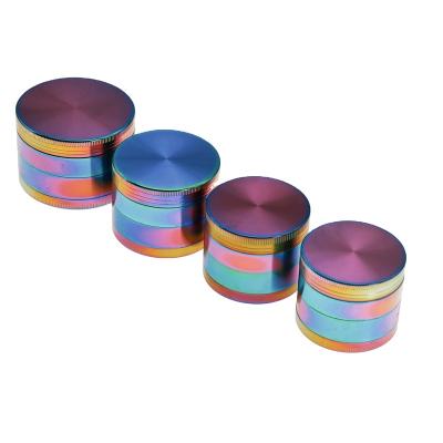 China Tobacco Use Only KushKrush 2 Inch 4 Parts Rainbow Heavy Duty Solid Zinc Herb Grinders With Pollen Cathcer CNC for sale