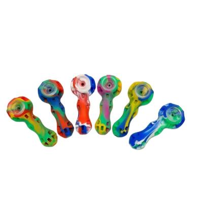 China For Tobacco Use Only KushKrush 3 Function Glass Bowl Colorful Silicone Smoking Tobacco Pipes With Stash And Metal Dab Tools for sale