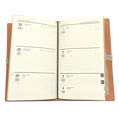 China Hardcover custom printed PU b5 organizer softcover die-cut leather notebook with 2020 calendar pages for sale