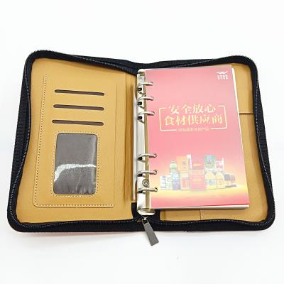 China Notebook as Gift Set Leather Zipper A5 Ring Binder Organizer Agenda Folder Padfolio with Notebook for Women and Men for sale