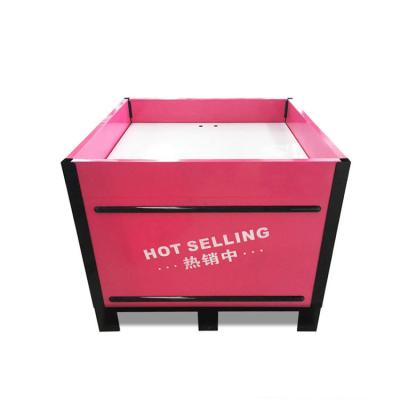 China Durable Modern Exhibition Stand Promotion Table Metal Supermarket Promotion Counter With Umbrella for sale