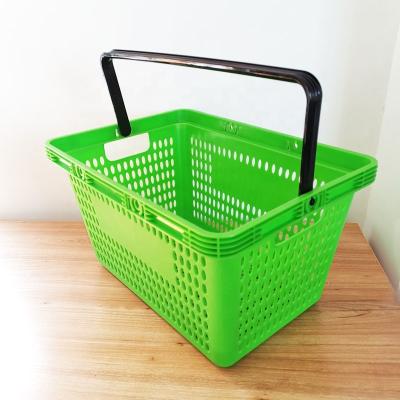 China 1) Supermarket 2)shops supermarket plastic basket with wheels storage shopping basket for sale