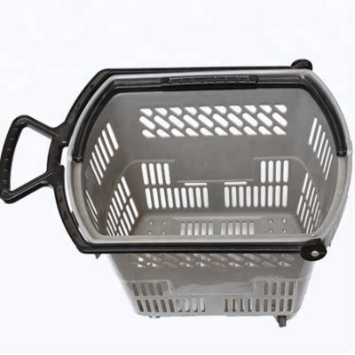 China Plastic Shopping Basket Baskets Large Rolling Shopping Design Environmentally Friendly With Two Wheels for sale