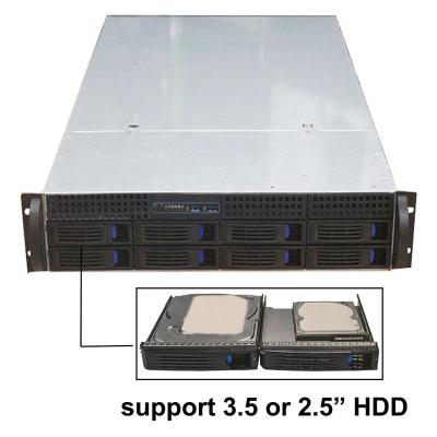 China With Fan 2U Server Case Rackmount Chassis with 8 Bay Hot-swappable SATA/SAS Drive Bay, MiniSAS /SATA Connector Motherboard for sale