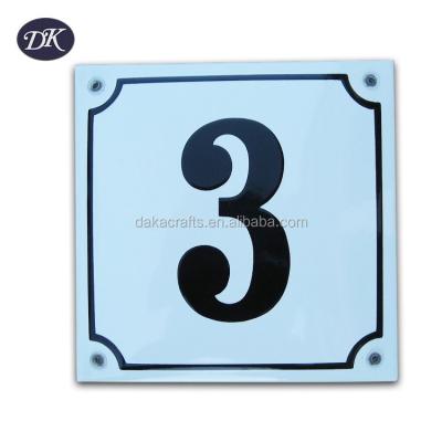 China EU Welcome Wholesales Interesting Cheap Iron Metal Enamel Number Sign Plate for sale