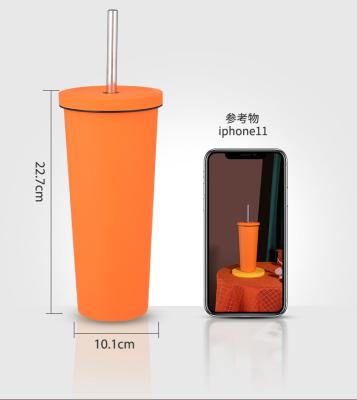 China Simple Modern Classic Insulated Travel Cup Iced Coffee Water Bottle Stainless Steel Cup Straw for sale