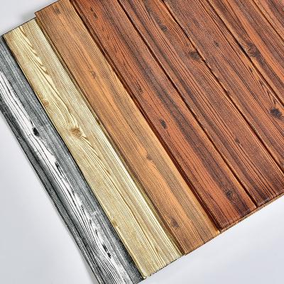 China Waterproof environmental protection wood grain wallpaper PE foam self adhered wall panel for interior wall decoration for sale