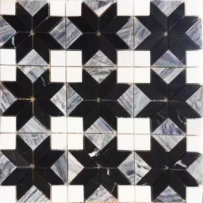 China Mosaic Tile Durable Decorative Natural Marble Wall And Ground Irregular Green Stone Mosaic Tile 300*300mm for sale