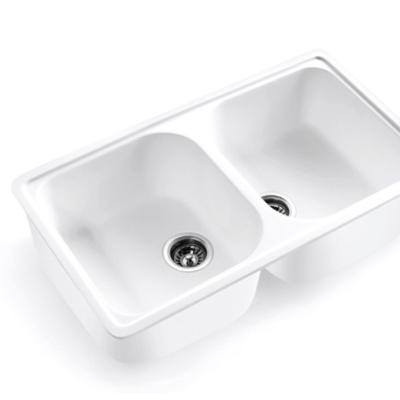 China Traditional Opaly Artificial Stone Sink Double Bowl Kitchen Sink for sale