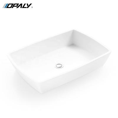 China Antibaterial Hotel White Solid Outdoor Basin Bathroom Countertops Artificial Stone Sink for sale